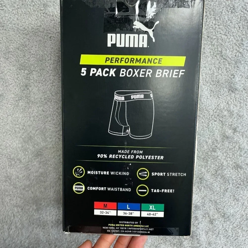NEW Puma Sportluxe Men's L Performance Boxer Briefs 5-Pack Moisture